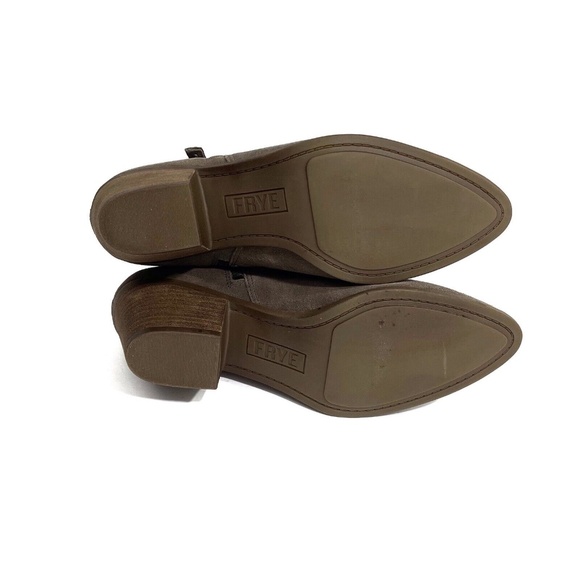 Frye Women’s Size 9 M Taupe Judith Zip Suede Leather Stacked Heel Bootie Boots - Picture 7 of 10